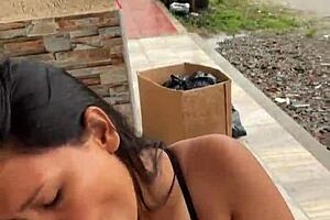 Colombian milf sucks on street