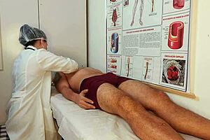 The patient got hard feeling the nurse's touch in the hospital.