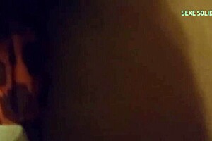 Fucking ebony girlfriend in red panties with condom