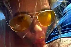 Blonde slut fucked doggystyle in public