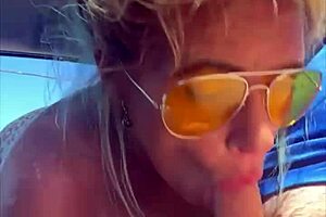 Blonde slut fucked doggystyle in public