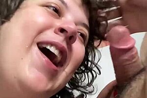 Starting the day with a deepthroat blowjob on a hard cock, moaning and choking