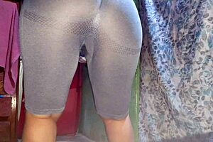 Very sexy latina brunette flaunts big ass while working out