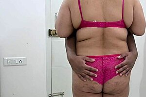 bikini sexy girl giving handjob to husband with huge ebony saggy tits ass shaking