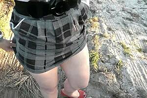 random passerby on street jerked off dick and cum in panties of beautiful brunette milf outdoor outside public shaved pussy milf cumshot public masturbation naked in public outdoors close up