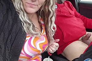 Wife Gives Dirty Blowjob to Husband in Car