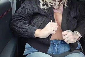 Wife Gives Dirty Blowjob to Husband in Car