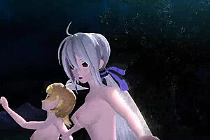 Kagamine Rin Meiko & Haku Knife Project Diva Nude Mod Full Nude