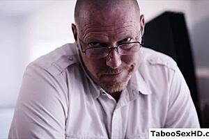 old stepdad gets down with his young stepdaughter in a surprising hardcore twist late at night.