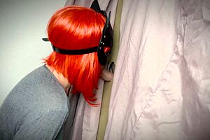 ginger girl discovers gloryhole and teases with blowjob