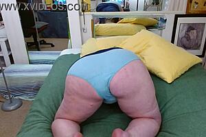 Blue Granny Panties Get Wet During Curvy Masturbation for Luke.