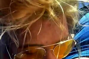 Blonde slut fucked doggystyle in public