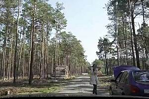 Bavarian nerd teen emily with glasses gets fucked rough by stranger at car break!