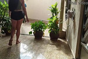 casada teases gas delivery guy with flashing tits and blowjob