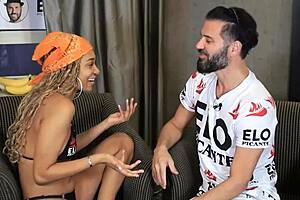 Sexy babe plays rock paper scissors and swallows cream