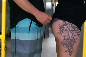 Hey dude, check this brunette groping on the bus!