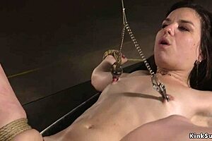 dude bangs adorable juliette march in rough bdsm bondage