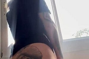 i saw the neighbor watching and called my cuckold to suck his monster cock