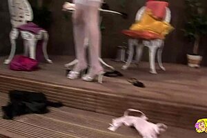 the busty blonde lesbos cindy behr and paige ashley lick and finger each other sharing dildos in lingerie photoshoot