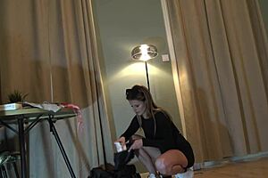 Sexy cute college girl changes clothes in casting to show panties and ass!