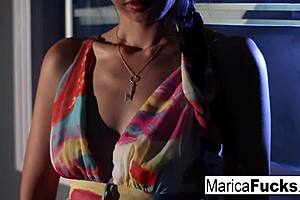 japanese pornstar marica hase strips nude and masturbates her pussy while showing her ass and tits