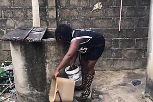 Boyfriend Fucks European Pornstar Friend by Well Side with Big Ass