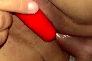 Husband watches wife moan during trimmed pussy dildo play and bareback cock in bedroom.