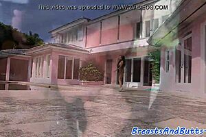 Hey, busty ebony babe rides and sucks BBC.