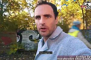 Real German blind date with thin blonde milf on street?