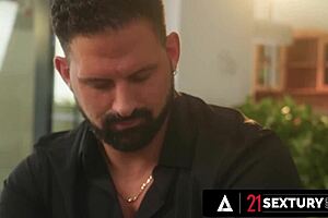 21 sextury - sexy milf nelly kent greets her new neighbor with hard dp sex.