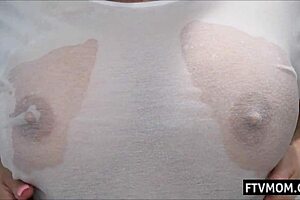 big tits milf bathing in shower