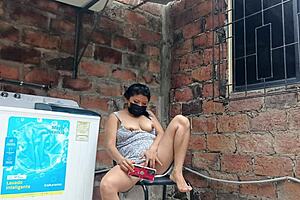 she says, 'look at my slutty neighbor showing pussy under dress in yard'