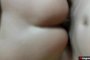 Thai student slut sucks big cock, fingers shaved pussy, fucks hard