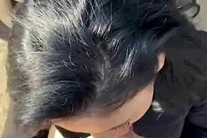 he fucks her round ass hard then puts all the cum on her face and in her mouth