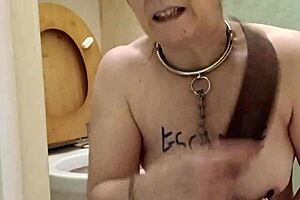 Yo, check this amateur slave in wild toilet play!