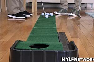 Diamond Kitty's husband leaves her in bed for golf again, but this time she gets a monster cock creampie