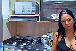 i'm squirting in the kitchen in front of my stepson, i'm a horny stepmom, do you want to be my new stepson?