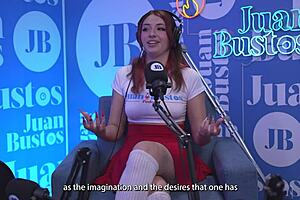 Cute Colombian pornstar resists intense orgasm during casting with toys before shibari session on Juan Bustos podcast.