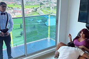 Cheating bitch she fucked her lover while her boyfriend watched her