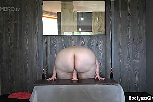 bbw pawg rides her dildo hard in fat ass scene