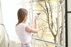 stunning cleaner tiffany tatum takes messy facial from bbc client