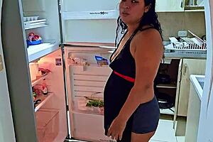 i'm squirting in the kitchen in front of my stepson, i'm a horny stepmom, do you want to be my new stepson?