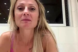 blonde amateur shows off her hairy pussy