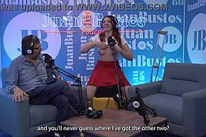 Cute Colombian pornstar resists intense orgasm during casting with toys before shibari session on Juan Bustos podcast.