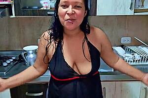i'm squirting in the kitchen in front of my stepson, i'm a horny stepmom, do you want to be my new stepson?
