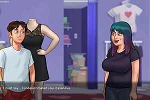 Hot Debbie in seductive sexy dress begs for kisses in summertime saga 3d porn game