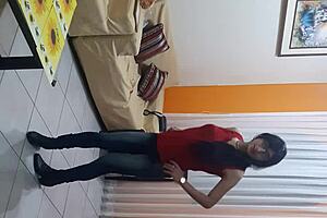 sexy transsexual in lingerie licking outdoors feels so sweet