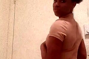 black girl shows chocolate ass in bathroom