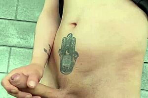 I Jerk Huge Cock to Orgasm Outdoors