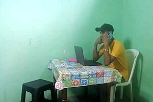 Stepmother's Anal Doggystyle with Stepson in Husband's Cuckold Office: Huge Ass Contrast